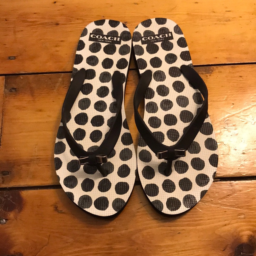 Polka dot Coach flip flops